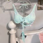 Victoria's Secret  Bikini Top Reversible Boho Lavender Aquamarine Tassels Photo 10