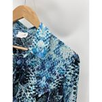 Jaclyn Smith Collection Top Women LARGE Blue Snakeskin Print Button Down Photo 4