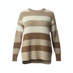 Striped Sweater S Long Sleeve Beige Brown Cream Earthy Neutral Country Cowgirl Tan Size 4 Photo 1
