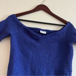 Abound  Royal Bight Blue Off the Shoulder Cropped Smocked Top Size Large Photo 3