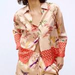 ZARA  JUNGLE PRINT LONG SLEEVE BLOUSE SHIRT PAJAMA STYLE TOP SIZE XS NEW Photo 10