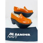 Jil Sander Bold Sculptural Platform Loafers Orange Leather Slip Photo 10