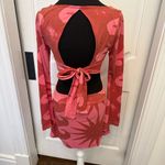 Kimchi Blue  Urban Outfitters Pink Red Print Backless Dress Tie Bavk Bow NWOT Photo 7