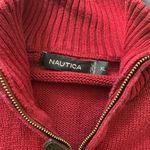 Nautica Red and Black Striped Quarter Zip Sweater Photo 2