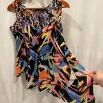 Kate & Mallory Y2K crinkle babydoll cold shoulder cutouts rainbow top ruffle boho Photo 3
