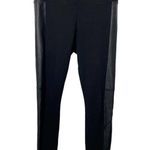 Lysse  Black Faux Leather Paneling Pull On Pants Photo 2