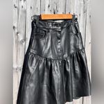 ZARA Women’s Black Faux Leather Ruffled Skirt In Size S Photo 5