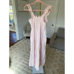 Quince  Linen Smocked Maxi Dress Pink Ruffle Strap XL Cottagecore Parisian Garden Photo 3