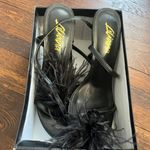 Like New! Strappy Feathered Heels Black Size 8 Photo 3