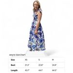 Smocked Blue and White Floral Bow Strap Maxi Dress Chinoiserie Style Small Photo 3