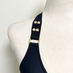 Cyn & Luca Black Halter Underwire Padded Bikini Top NWT Small Gold Tone Rivets Photo 2