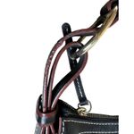 Dooney & Bourke Vtg Monogram Shoulder Bag Purse Ivory Black Leather Trim 10.5x15 Photo 3