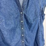 Faded Glory Vintage  Blue Denim Buttoned Top V-neck Short Cap Sleeves 22W/24W Photo 1