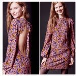 For Love & Lemons  Mini Dress Small Pink Floral Open Back Long Sleeve Boho Photo 6