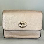Coach Women's Turnlock Chain Crossbody Leather Bag, Platinum/Gold, NWOT Photo 2