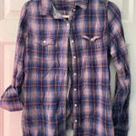 PINK - Victoria's Secret Pink Victoria’s‎ Secret plaid button down long sleeve shirt size M Photo 0