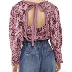 Free People Cropped Top Open Tie Back Pink Combo Sweater Size M New with Tag Photo 5