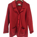Cherokee Sears Best Vintage Red Cardigan Sweater Button Down Collar Pockets Medium Photo 0
