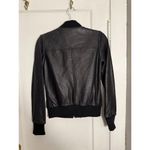 Michael Kors Perforated Black Genuine Leather Bomber Jacket Photo 1