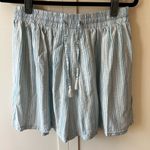 BCBGeneration  NWOT Variegated Striped Blue & White‎ High Waisted Shorts Size L Photo 0