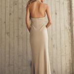 ZARA  dress maxi bodycon fitted halter plunge neck open back evening wedding  Photo 11