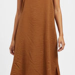 Final Touch  NWT Cinnamon Brown‎ Strappy Linen-like Dress Large Beach Summer Photo 0