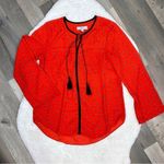 Libby Edelman Bumble Bee Blouse Red Black Medium Long Bell Sleeve Photo 13