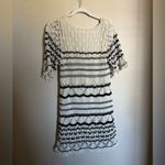 ZARA  Crochet Knit Mini Dress Ruffle Sz‎ Small NWT Striped Black White Photo 2