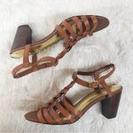 Ralph Lauren RALPH‎ LAUREN Langley Brown Leather Sandal Chunky Heel Strappy Classic Size 9 Photo 4