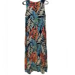 Vibrant Cocomo Tropical Leaf Beach Vacation Coastal Cruise Sheer Mesh Maxi Dress Photo 3