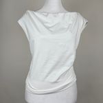 Trendy Queen Off The Shoulder Top Y2K Summer Shirts Double Lined White Large Photo 2