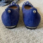 Stuart Weitzman Stuart Whitman Blue Suede Silver Stud Open Toe Flats 8.5 Women’s 🥰 Photo 2