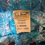 L.L.Bean  Blue Cotton Pajama Pants, Leaf Pattern, Elastic Waist w/ Drawstring, S Photo 2