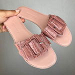 Refinery Pink Faux Alligator Embossed Buckle Slide Sandals Pink Size 8 Photo 0