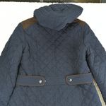 Laundry by Shelli Segal Laundry Shellie Segal Navy Blue Quilted Jacket Women Medium Faux Fur Hood Casual Photo 4