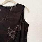 [Vintage] 90s Y2K Brown Black Mesh Crew Neck Floral Print Tank Top Size Small S Photo 6