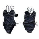 Newport News 1 Piece Swimsuit Black White Polka Dots Size 10 Medium Keyhole NWT Photo 6