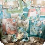 Vintage Mureli Silk Bomber Jacket S Gold Button Up Watercolor Artsy Art Photo 5