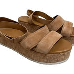 Vince  Women's Brown Leather Jet Platform Sandal Ankle Strap Cork‎ Midsole Sz 10 Photo 0