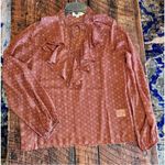 Molly Bracken  western long sleeve sheer tie neck high neck ruffle blouse small Photo 5