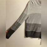 EXPRESS Colorblock Mockneck rib knit sweater long sleeve 100% cotton Grey Sz S Photo 3
