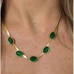 18K Gold Plated green Emerald Necklace SET Stainless Steel womens jewelry green Photo 4
