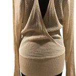 Cache Gold Knit Metallic Peek A Boo Faux Wrap Top New Banded Bottom NWT $98 Photo 4