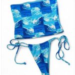 frankie's bikinis 3 Piece Waves Print Blue Sz M Photo 4