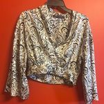 ZARA  Black and White Paisley Blouse size S Photo 0