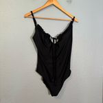 Aerie  Black Full Coverage One-Piece Swimsuit Keyhole Neck‎ Photo 2