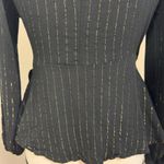Jun & Ivy Metallic Stripe Black Wrap Blouse M Top Coquette Y2K Office Party Boho Size M Photo 9