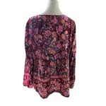 Pretty Garden Boho Cottagecore Blouse Large Pink Floral Tie Neck Peasant Top Photo 6