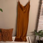 TAYLOR Satin Midi‎ Slip Dress Brown Size undefined Photo 1