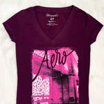 Aeropostale  Purple Graphic Top with Leopard Print Glittery Details Photo 1